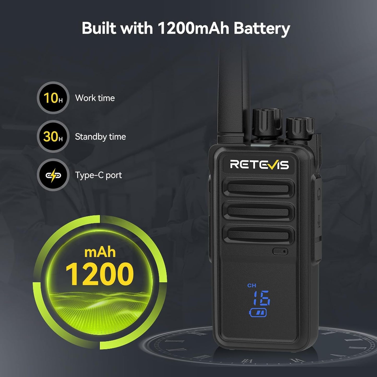 Retevis RT68H 2 Way Radios Long Range with 10 Way Charger,Walkie Talkies Rechargeable for Adults,Easier Charging,Easier Management,LED Display, Keypad Lock,Hands Free Compact Walkie Talkie (10 Pack)