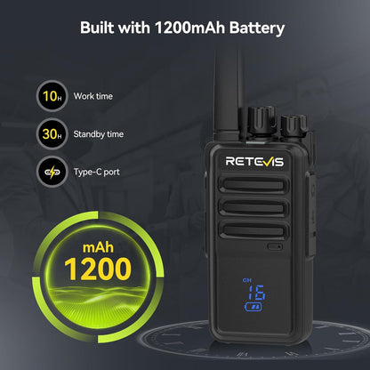 Retevis RT68H 2 Way Radios Long Range with 10 Way Charger,Walkie Talkies Rechargeable for Adults,Easier Charging,Easier Management,LED Display, Keypad Lock,Hands Free Compact Walkie Talkie (10 Pack)