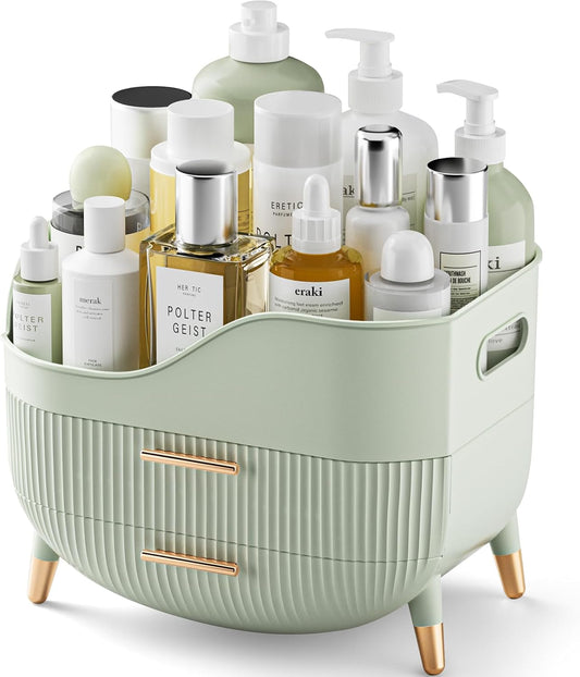 Makeup Organizer with Drawers and Handle – Large Skincare Storage Box for Vanity, Bathroom Countertop, and Dresser Display - PuriLite