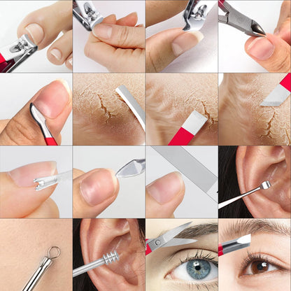 Manicure Set Professional Nail Clippers Pedicure Kit, 16 pcs Stainless Steel Nail Care Tools Grooming Kit with Luxurious Travel Leather Case for Thick Nails Men Women Gift (Black)