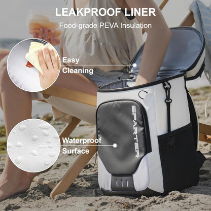SPARTER Backpack Cooler Insulated Leak Proof 33/49 Cans, 2 Insulated Compartments Thermal Bag, Portable Lightweight Beach Travel Camping Lunch Backpack for Men and Women
