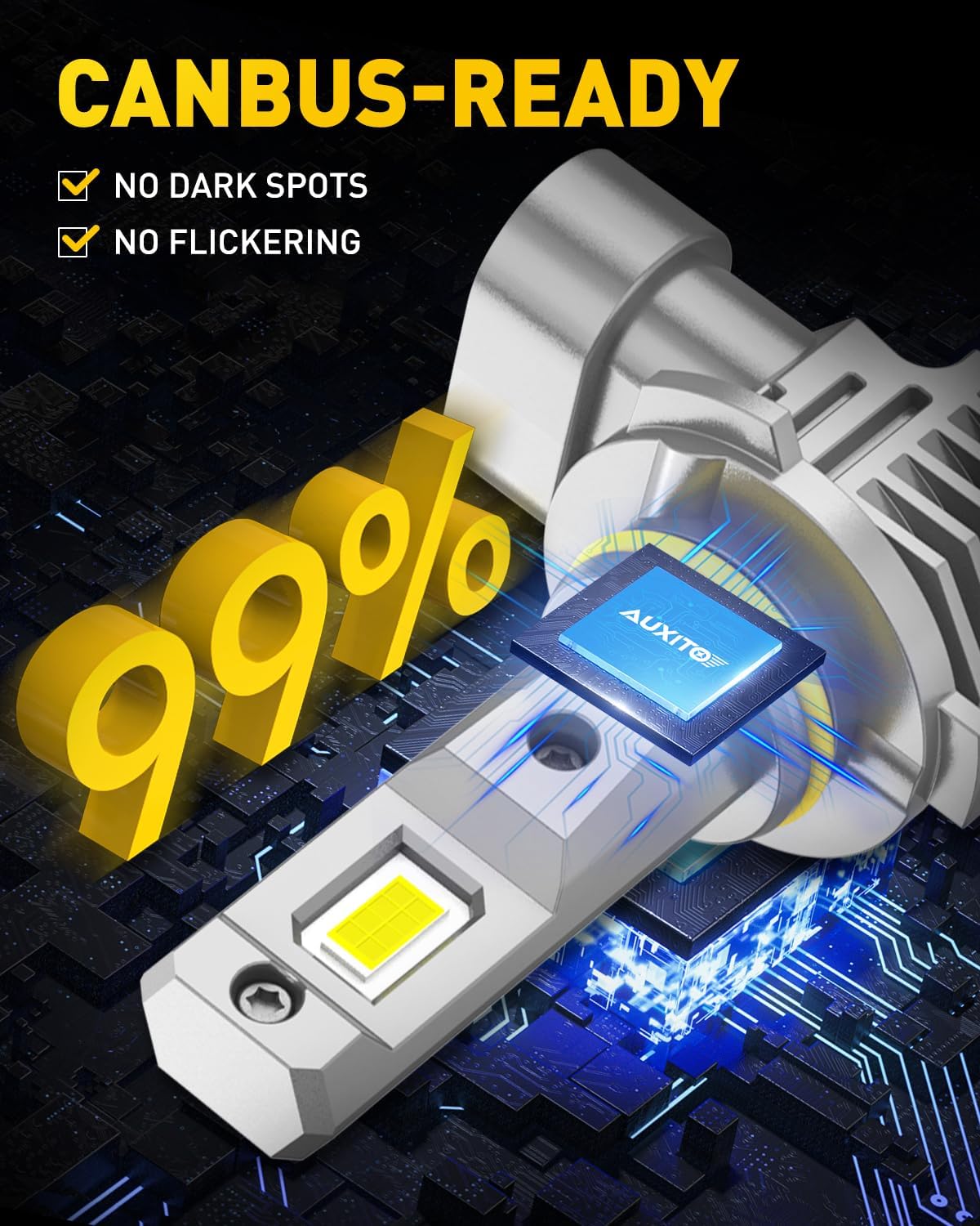 AUXITO H11 LED Headlight Bulbs, 400% Brighter 6500K White Wireless LED Headlights for H8 H9 H16 Fog Lights, DRL, Low Beam or High Beam, Direct Install Plug and Play, IP68 Waterproof, Pack of 2