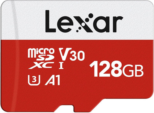Lexar 128GB Micro SD Card, microSDXC UHS-I Flash Memory Card with Adapter - Up to 100MB/s, A1, U3, Class10, V30, High Speed TF Card - PuriLite