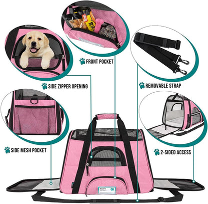 Premium Airline Approved Soft-Sided Pet Travel Carrier by PetAmi | Ventilated, Comfortable Design with Safety Features | Perfect For Plane or Car | Ideal for Small to Medium Sized Cats, Dogs, and Pets