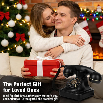 Retro Bluetooth Landline Phone with Voice Assistant, Compatible with Android & iOS, Wireless Home Telephone with Volume Control, USB Rechargeable, Black