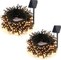 Solar String Lights Outdoor, 2 Pack 33ft 100 LED Solar Fairy Lights 8 Modes Waterproof Xmas Lights for Garden, Patio, Home, Party, Wedding, Holiday, Tree, Outdoor Decor (Warm White)