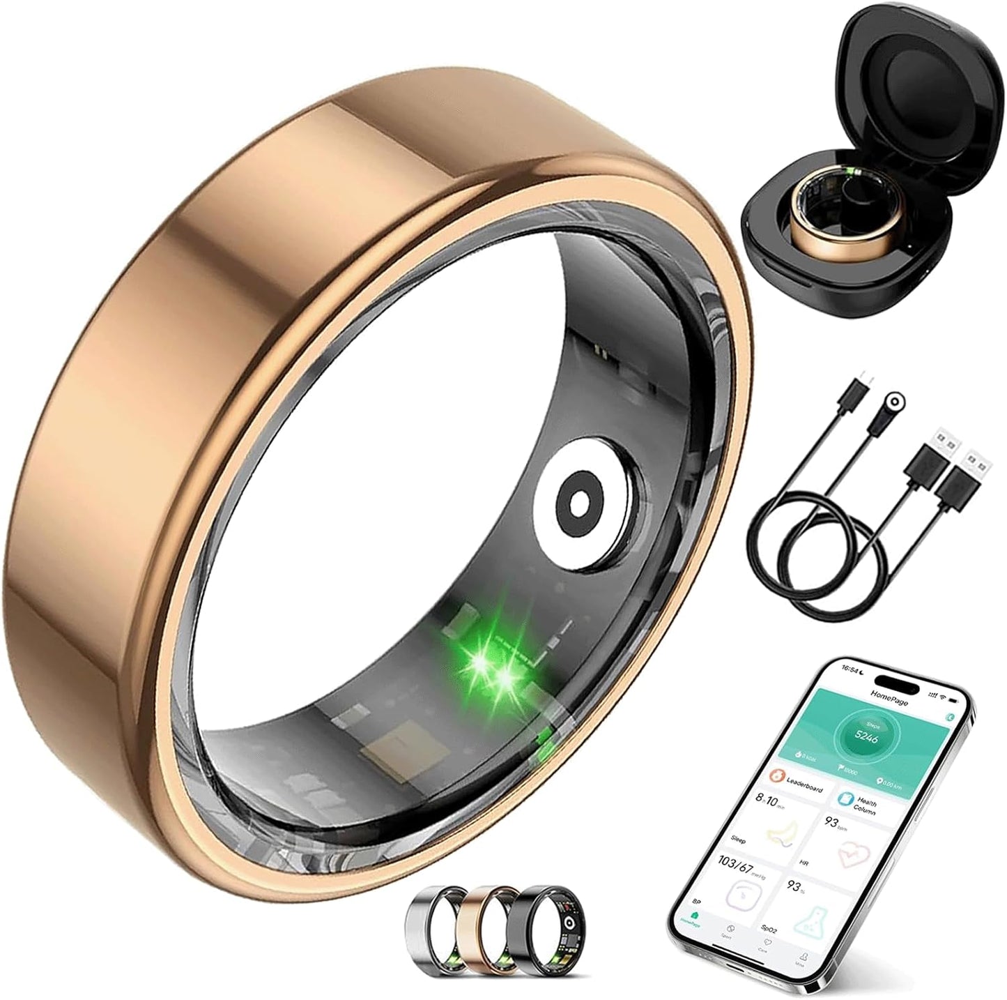 Smart Ring for Women Men,Birthday Gifts for Women Men - Health & Activity Tracker with Heart Rate,Sleep Monitoring/Motion Tracking,Waterproof & No Subscription Required (Rose Gold #8)