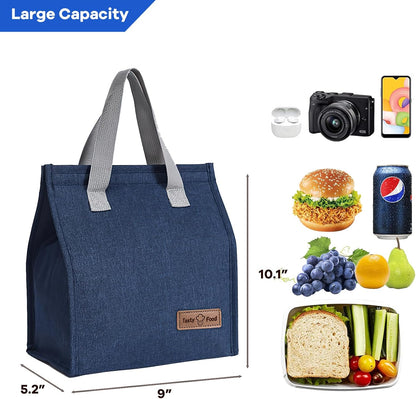 Lunch Bags for Women Men, Reusable Insulated Leakproof Lunch Box Bag for Adult Kids, Small Cooler Bag for Work School Picnic Travel (Black)