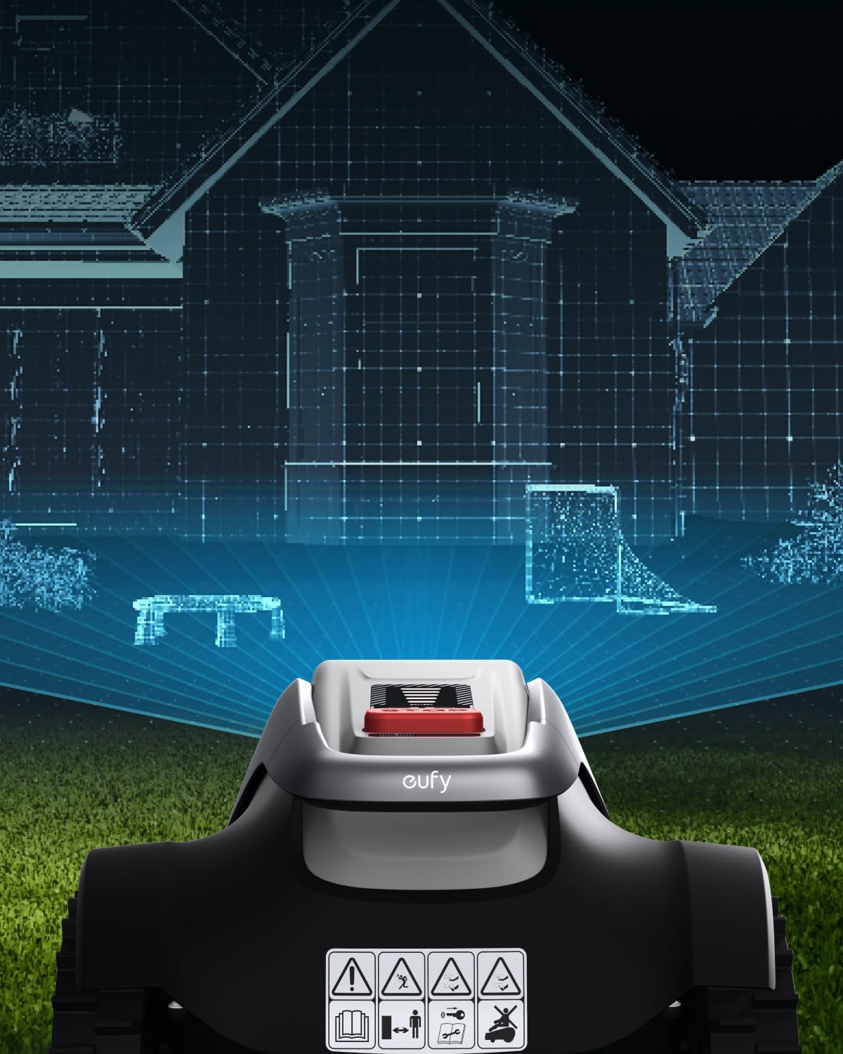 eufy E18 Robot Lawn Mower, Auto Mapping, Max 0.3 Acres, Vision Navigation Lawn Mower, Multi-Zone Management, Electric Robotic Lawnmower with AI Obstacle Avoidance, App Control, 18° Slope, 1-3" Cut Hei