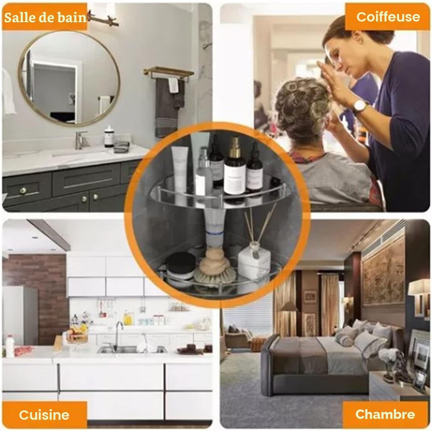 4 Pcs Shower Caddy Corner, Stainless Steel Shower Shelf Wall Mounted Bath Shelves Modern Shelf Shower Hook with Screw for Home, Bathroom