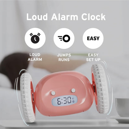 CLOCKY Extra Super Loud Alarm Clock for Heavy Sleepers Adults Kids Teens Bedroom, Move Jump Roll Run Away Easy to Set Smart Digital Alarm Clock Funny Gag Gift (Chrome)