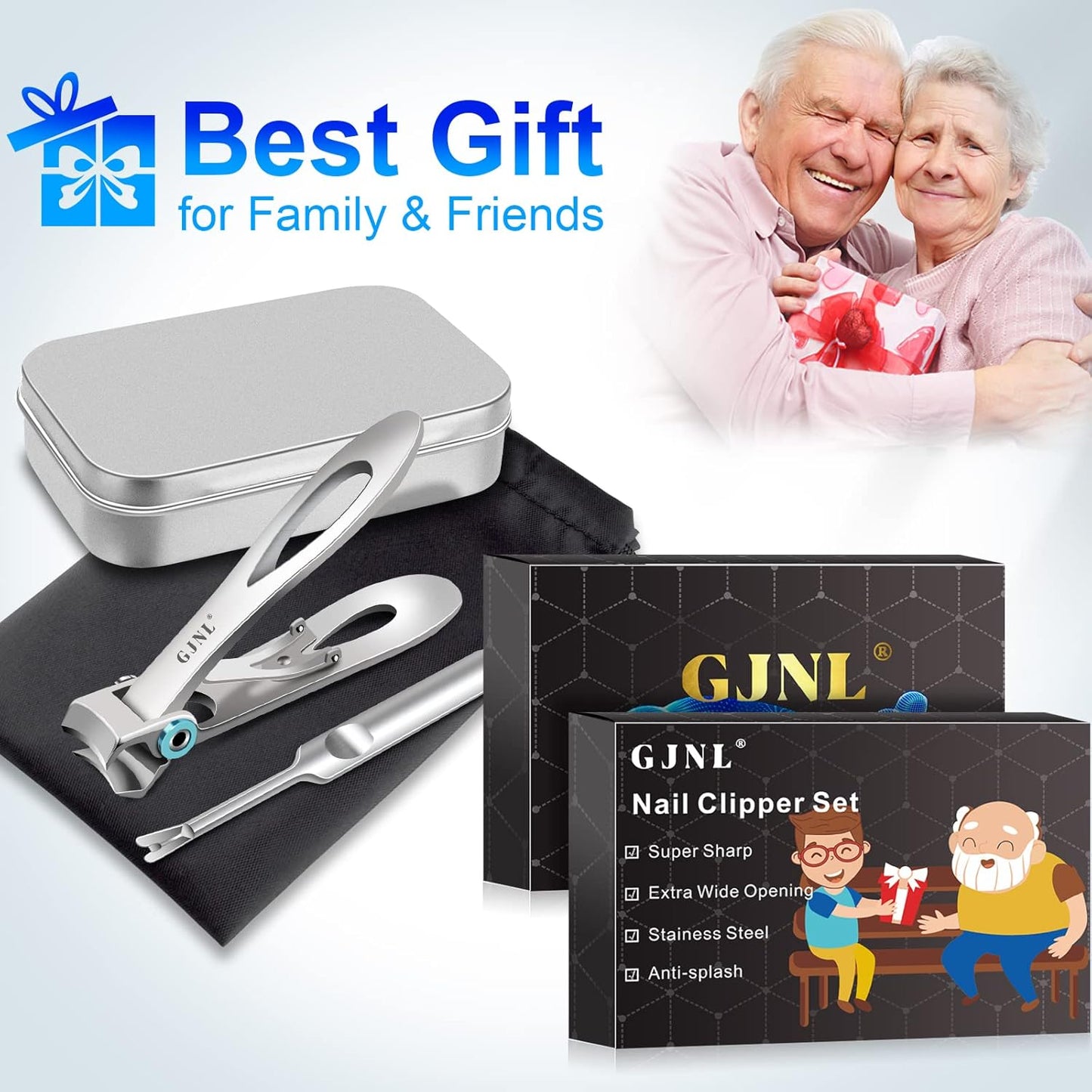 Nail Clippers for Men Thick Nails - Gifts for Men Dad Sharp Extra Large Heavy Duty Toesnail Clippers, 16mm Wide Jaw Opening Toenail Clippers for Seniors Nails Cutter