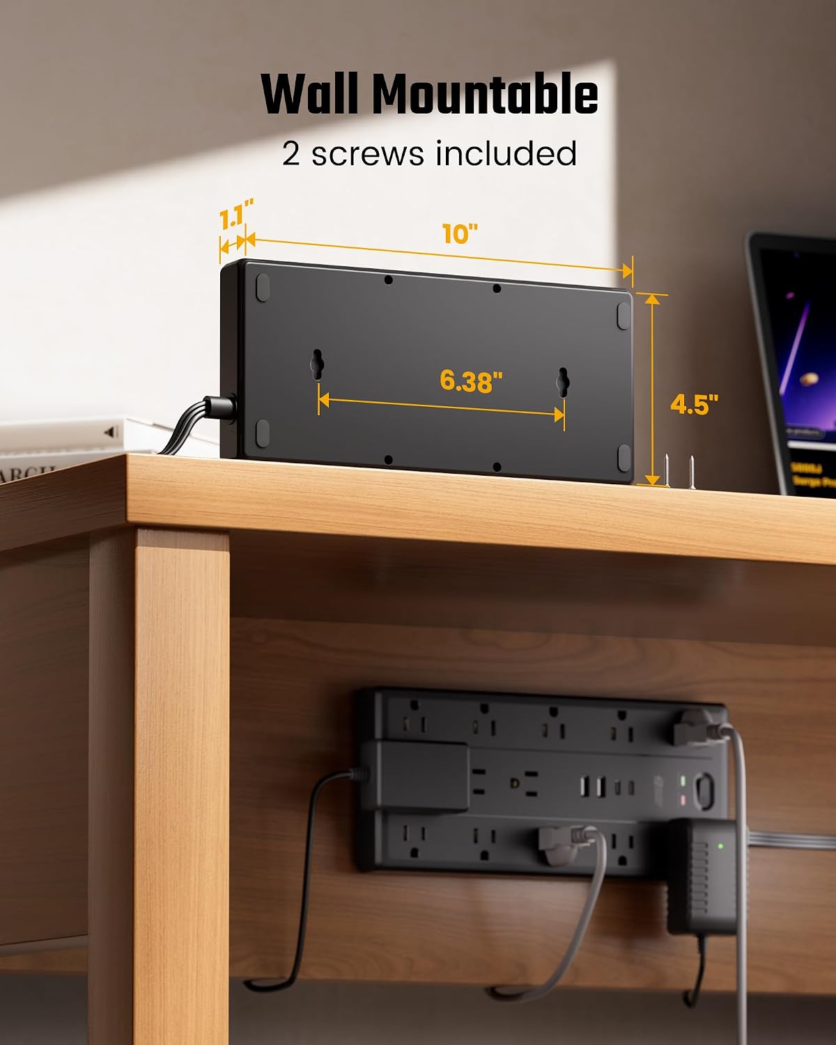 SUPERDANNY Surge Protector Power Bar with 13 Outlets & 4 USB (2 USB C), 6Ft