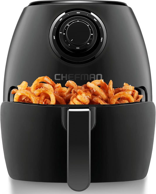 Compact 3.6 Quart Air Fryer Oven with Dishwasher-Safe Basket, Dual Temperature & Timer Controls, 60-Minute Auto Shut-Off, 15 Cup Capacity, Matte Black – Includes Healthy Frying Cookbook - PuriLite
