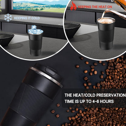18oz Mug with Ceramic Coating Inside, Insulated Coffee Mug with Lid, Leak Proof Coffee Travel Mug, Travel Coffee Mug Fits in Car Cup Holder