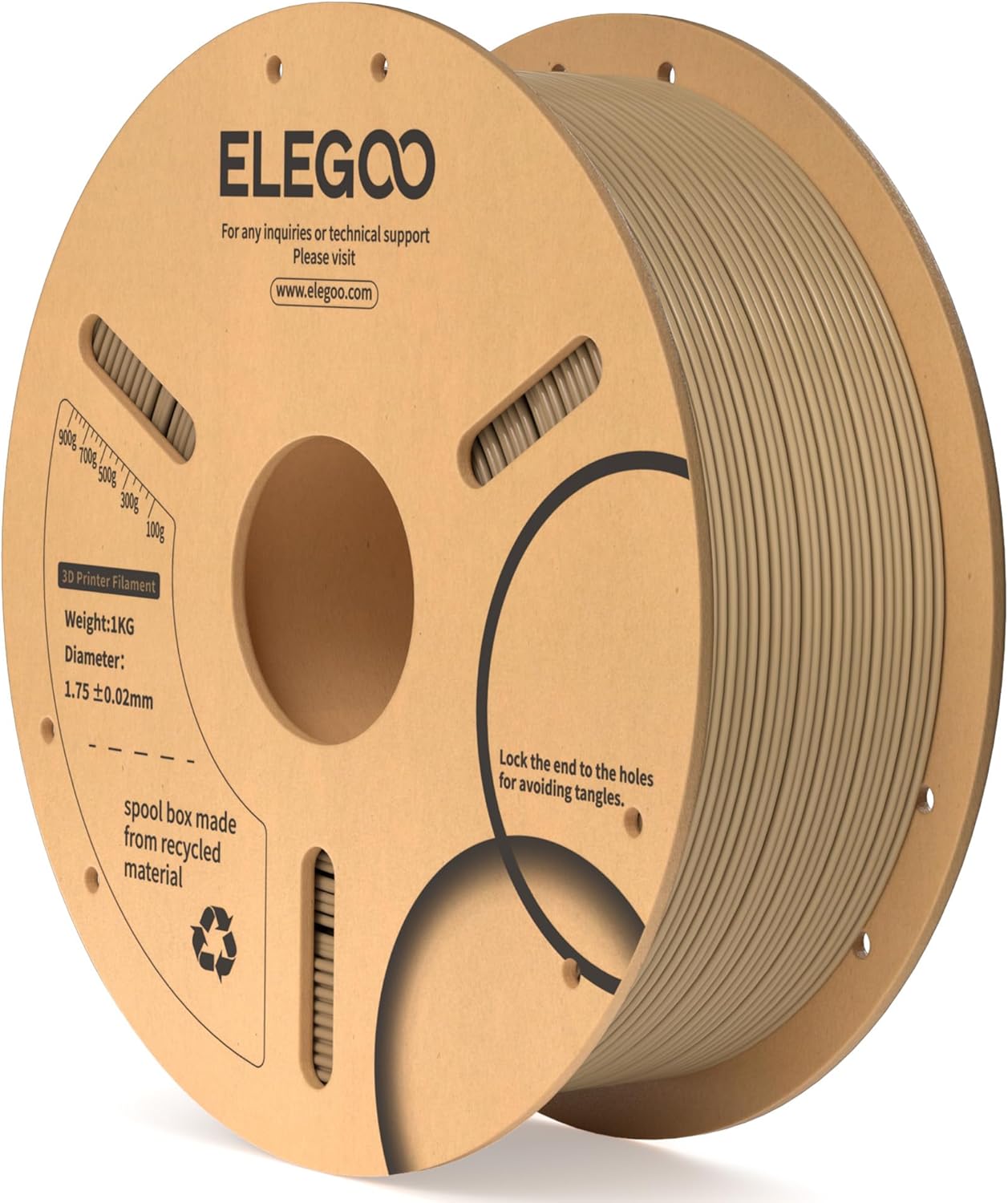 ELEGOO PLA Filament 1.75mm Black 1KG,3D Printer Filament Dimensional Accuracy +/- 0.02mm,1kg Cardboard Spool(2.2lbs) 3D Printing Filament Fits for Most FDM 3D Printers