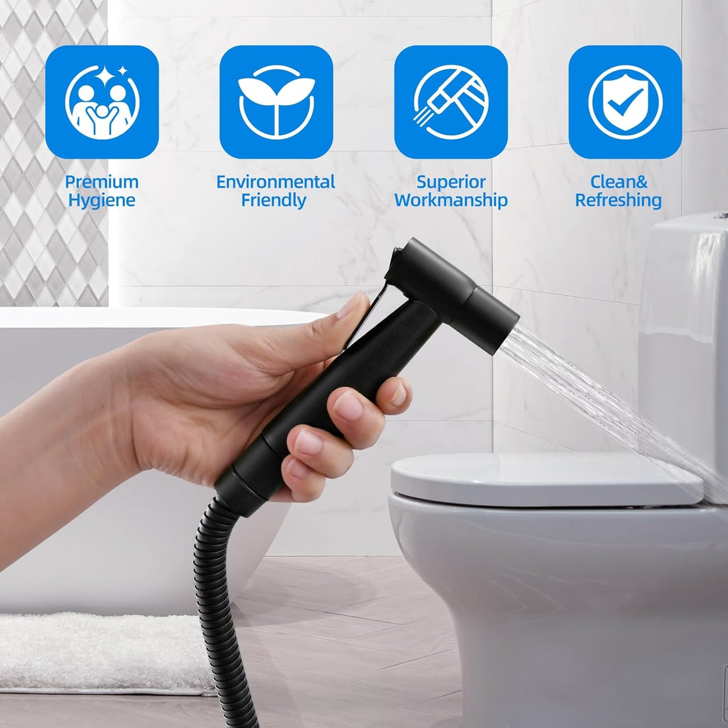 Arofa Handheld Bidet Sprayer for Toilet-Adjustable Water Pressure Control with Bidet Hose for Feminine Wash, Stainless Steel Brushed Nickel Cloth Diaper Bidet Toilet Sprayer for Baby Wash