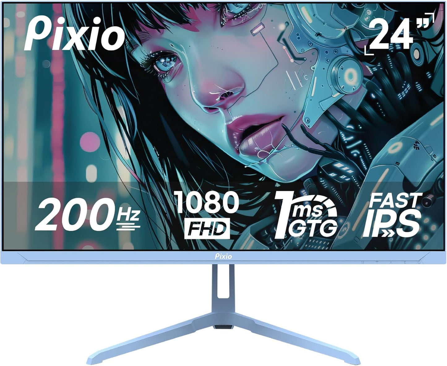 Pixio PX248 Wave 24 inch 200Hz Refresh Rate FHD 1080p Resolution Fast IPS Panel 1ms GTG Response Time Adaptive Sync Gaming Monitor with Adaptive Sync