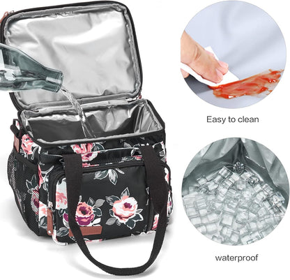 Lunch Bag Women Insulated Lunch Box for Work, Purple Expandable Large Lunch Bags, Leakproof Double Deck Lunch Box Cooler Bag（Purple）