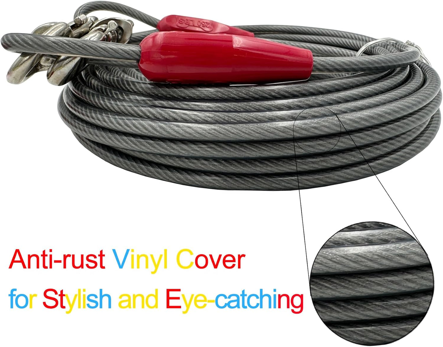 Petest 25ft Reflective Tie-Out Cable for Small Dogs Up to 35 Pounds