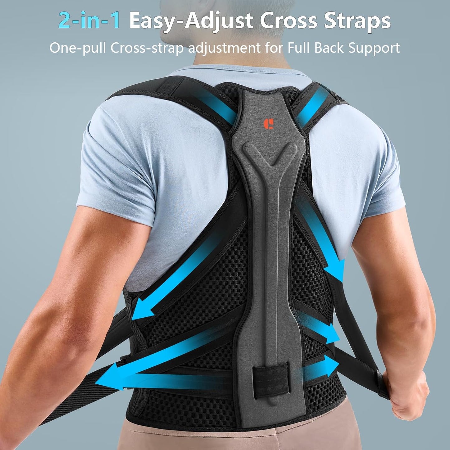 Y-shaped Bionic Posture Corrector with Armpit Pads for Full Back Support, Adjustable Back Brace for Upper Lower Back Pain Relief Hunchback Correction, Men Women(Black,M)
