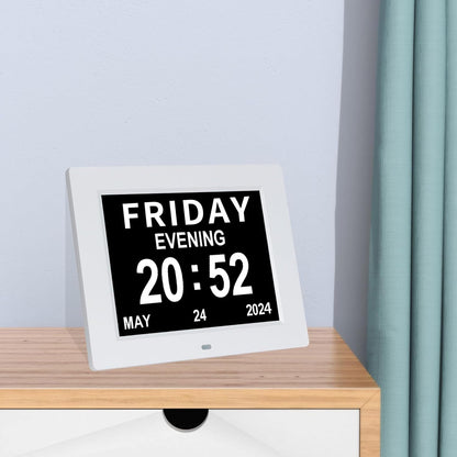 [2025 Newest] Digital Day Calendar Clocks 3 Medicine Reminders Extra Large 8 Inch Non-Abbreviated Day Date Month Dementia Senior Clock for Eldarly Memory Loss Vision Impaired Clock