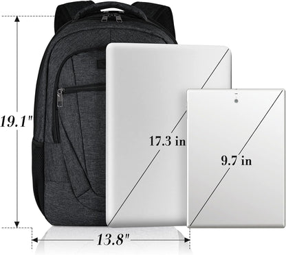 Backpack for Men and Women, School Backpacks for Teen Boys and Girls, Black Water Resistant Back Pack, Business Men Sturdy Computer Bag with USB Charging Port, Gifts