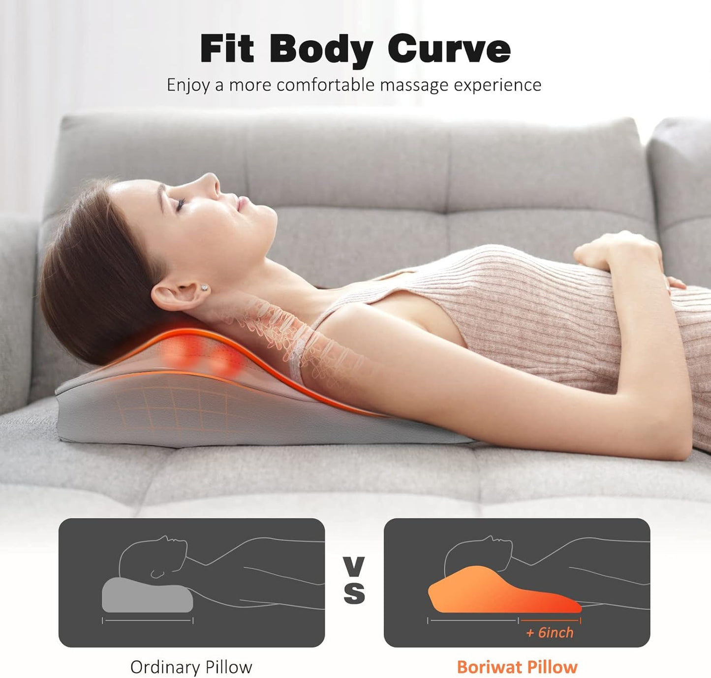 Boriwat Back Massager Neck Shoulder Massager with Heat, Shiatsu Massage Pillow for Pain Relief, Masseur for Neck, Back, Shoulder and Leg, Gifts for Men Women Mom Dad, Stress Relax at Home and Office