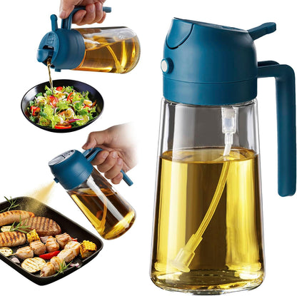 Purilite Select 470ml Glass Oil Sprayer &amp; Dispenser Bottle – 2-in-1 Flip Top