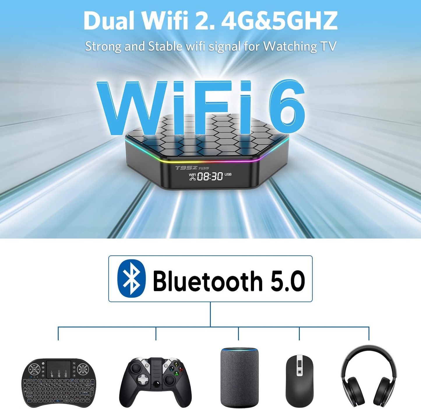 Android 12.0 TV Box，6k/3D HD Tv Box H618 Quadcore 4GB RAM 32GB ROM 2.4G/5.0G Dual WiFi & BT 5.0 Android Box Support Multi-Lingual TV Box with LAN Ethernet 10/100M for Chat Movie Game etc.