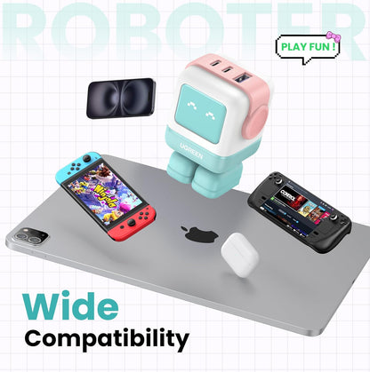 UGREEN Uno 65W USB C Charger Block, Nexode GaN Fast Charging 3-Port, Compact Wall Plug Power Adapter for MacBook Pro/Air, iPhone 16 15 Pro, Galaxy S24 Ultra, Pixel 8, iPad, Steam Deck, Black