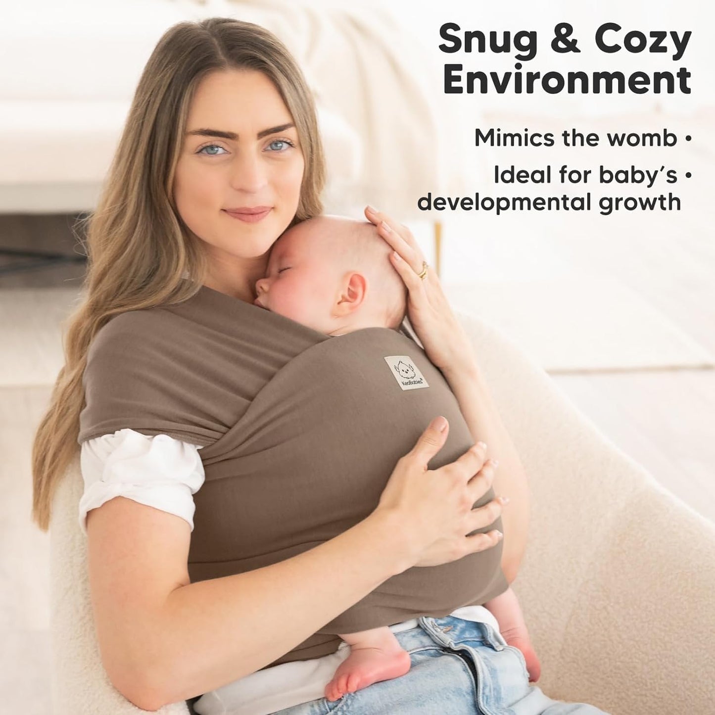 KeaBabies Baby Wrap Carrier - All in 1 Original Baby Carrier Newborn To Toddler Sling, Easy to Wear, Hands Free Bonding, Lightweight, Breathable Infant Wraps (Trendy Black)