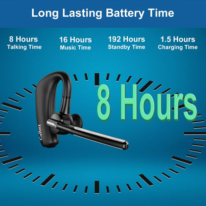 Bluetooth Headset for iPhone Android Cell Phone, Bluetooth Earpiece V5.0 with CVC8.0 Dual Mic Noise Cancelling & Mute/Volume Buttons, Hands-Free Wireless Headset for Trucker Office Business