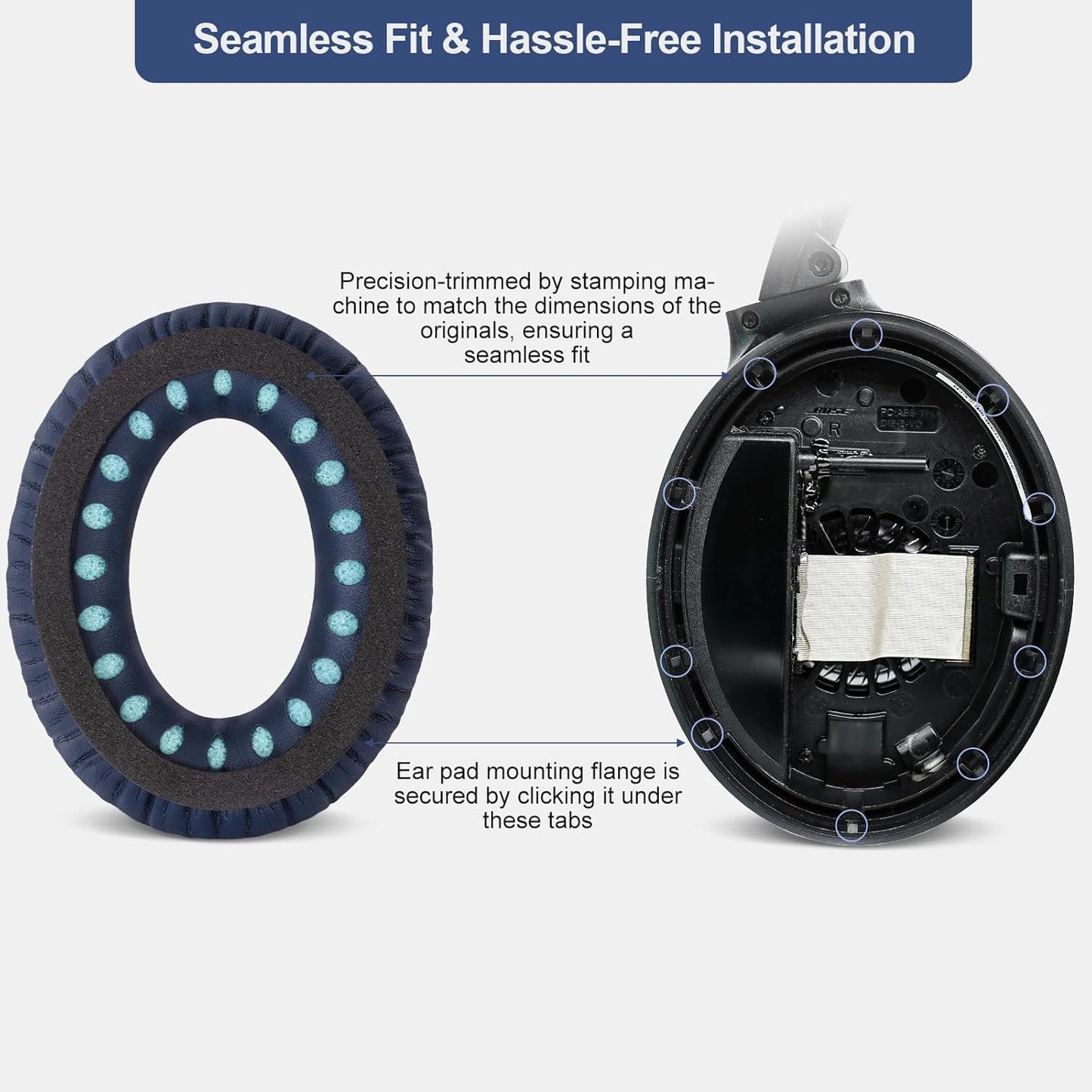 Replacement Ear Pads Earpads for Bose QuietComfort QC 2 15 25 35 Ear Cushion for QC2 QC15 QC25 QC35 SoundLink SoundTrue Around-Ear II AE2 (Black)