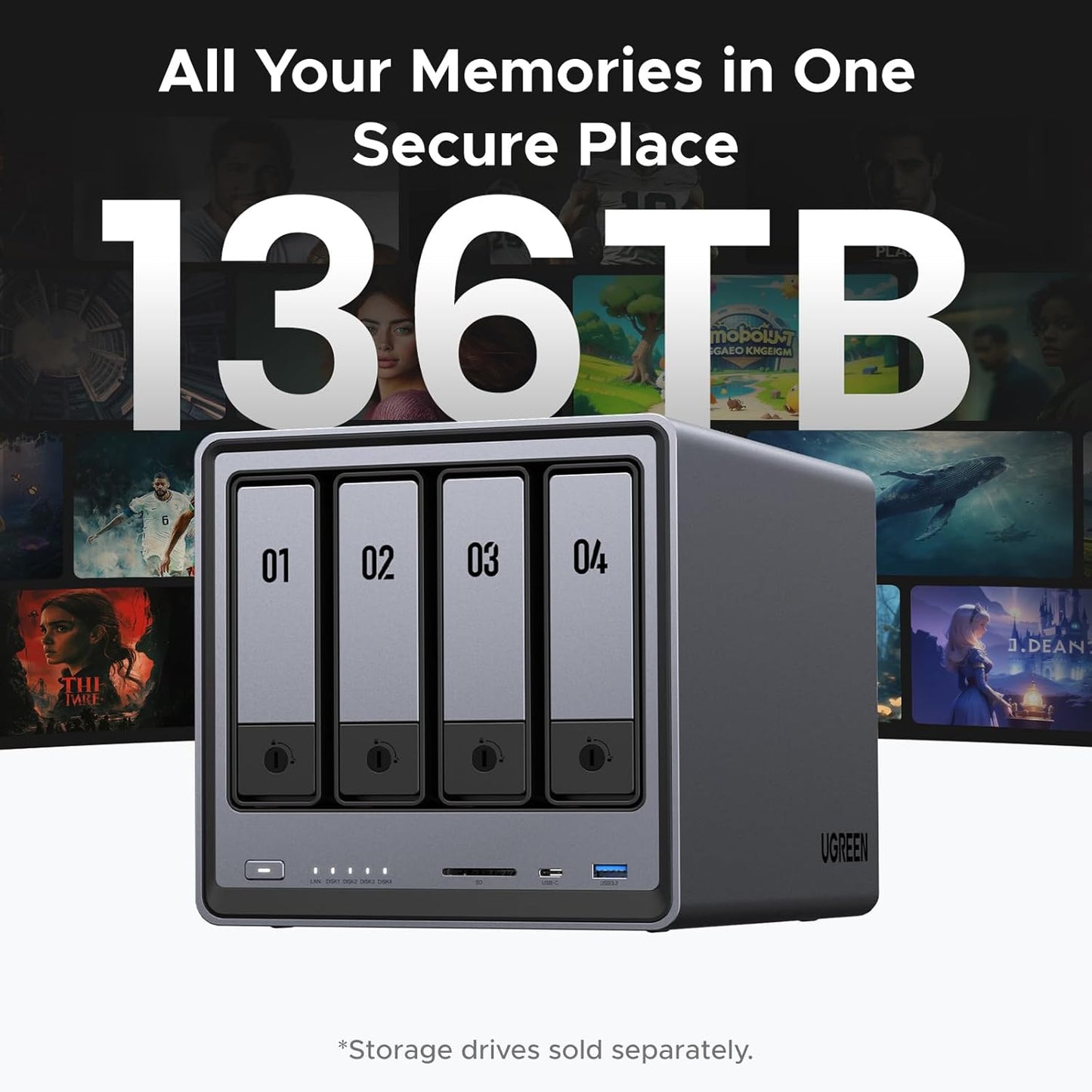 UGREEN NASync DXP2800 2-Bay Desktop NAS, Auto Backup Organize Phones/PCs Private Cloud Storage for Home & Office, Intel N100 Quad-core CPU, 8GB DDR5 RAM, 2.5GbE, Dual M.2 Slots, 4K HDMI (Diskless)