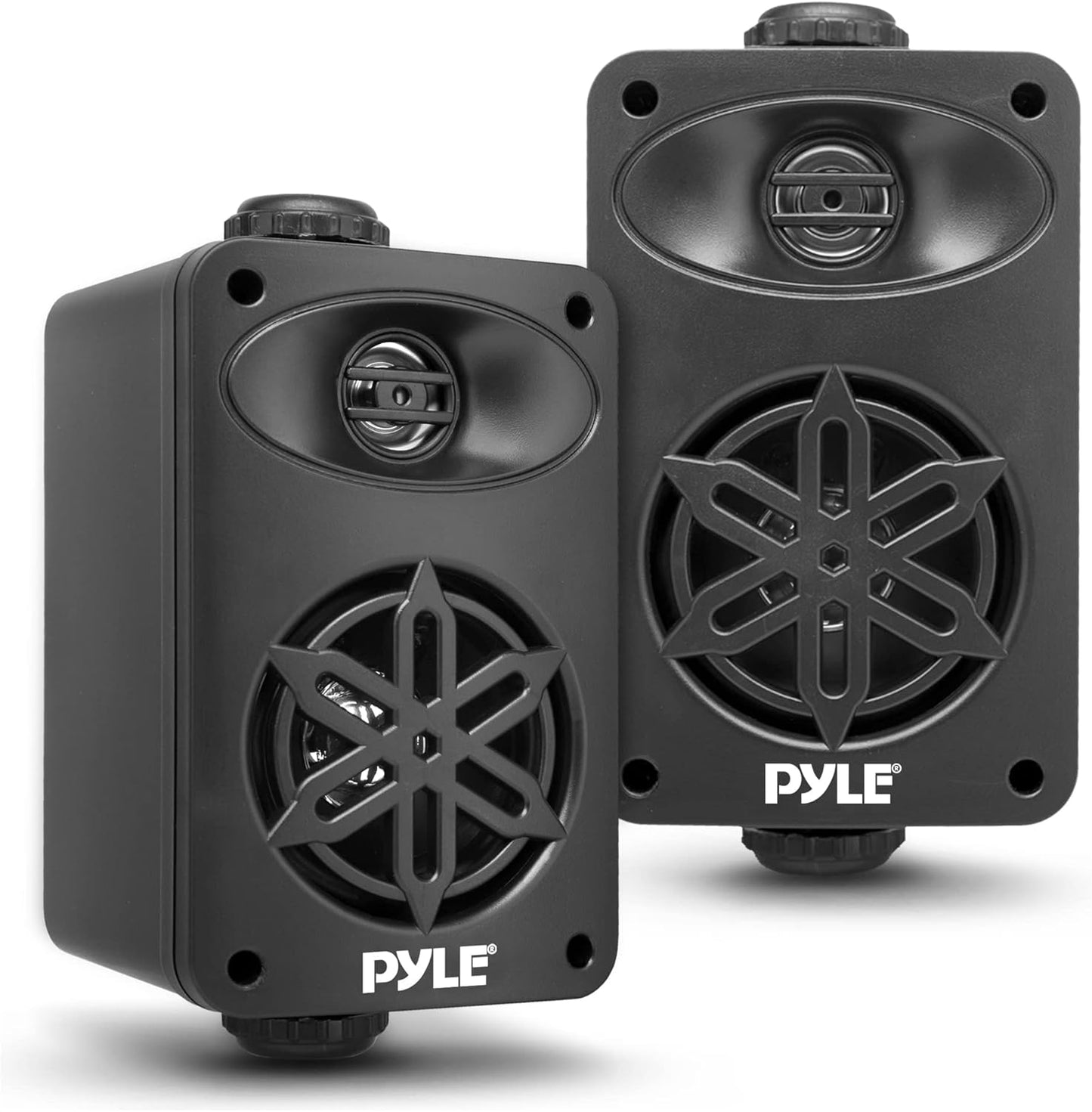 PYLE Outdoor Speakers- Waterproof Marine Grade Speakers, Universal Mounting, Heavy Duty ABS Construction- Boat, Patio, Pool, Indoor Outdoor Use- Black