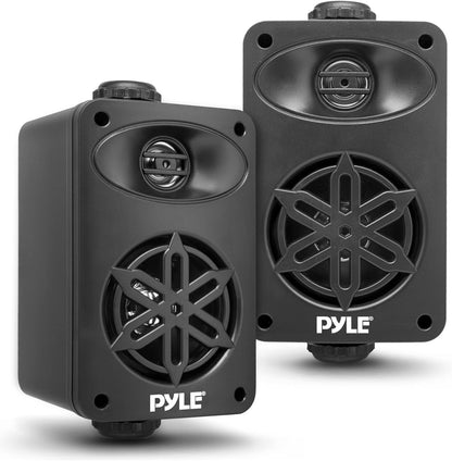 PYLE Outdoor Speakers- Waterproof Marine Grade Speakers, Universal Mounting, Heavy Duty ABS Construction- Boat, Patio, Pool, Indoor Outdoor Use- Black