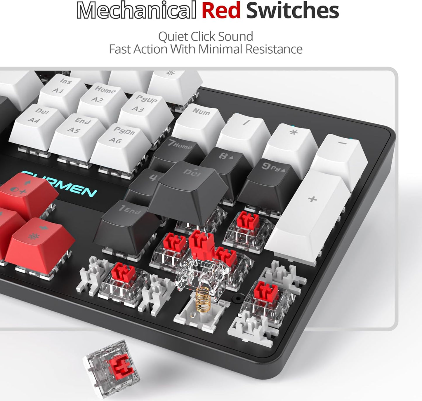 Owpkeenthy Full Size Green Mechanical Gaming Keyboard with Number Pad, Wired 100% Office NKRO Keyboard RGB Backlit 104 Keys with Red Switch for PC Gamer (104 Matcha)