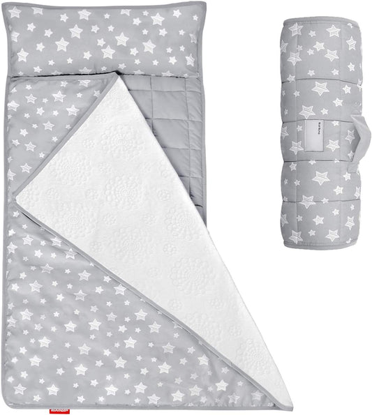 Toddler Nap Mat with Pillow and Fleece Minky Blanket, Kids Sleeping Bag Lightweight and Soft Perfect for Kids Preschool, Daycare, Travel Sleeping Bag Boys and Girls, Fit Standard Cot - PuriLite