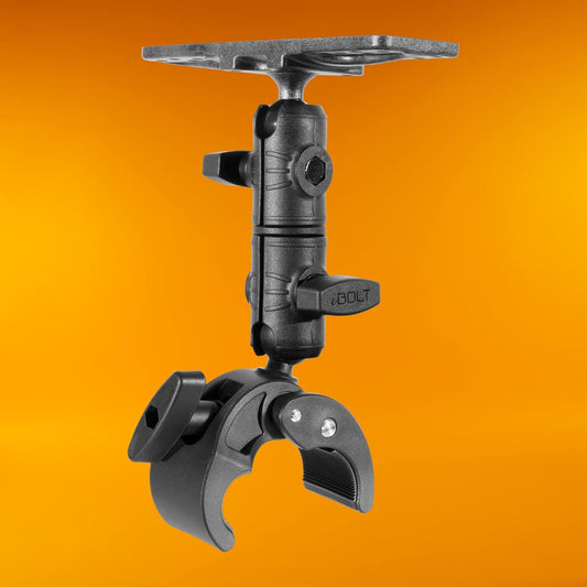 iBOLT Fish Finder IncrediBOLT Clamp Heavy Duty Handlebar/Post/Pole/Rail Mount for Watersports, Kayaking, Fishing, Boating Etc.- Features Universal Marine Fish Finder Equipment Plate - PuriLite