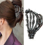 Muumoo Metal Skull Hand Hair Clip, 1Pcs Gunmetal Hair Claw Clip for Thin Hair Punk & Y2K-Style