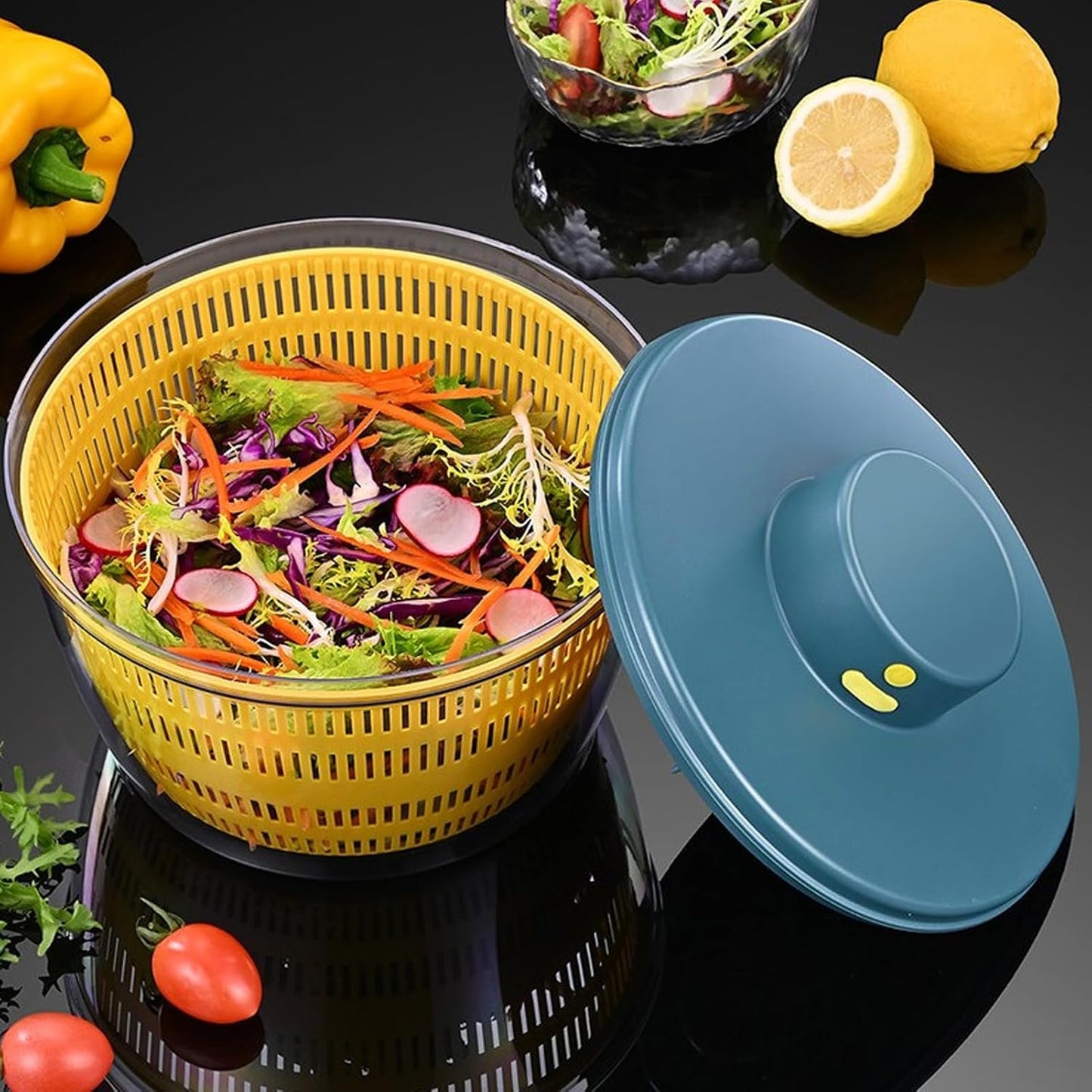 Vegetable Washing Machine Kneading Bowl, Multifunctional Spinner Dryer Vegetable Dryer Salad Mixer Salad Spinner Lettuce Dryer for Home Kitchen (Gray)