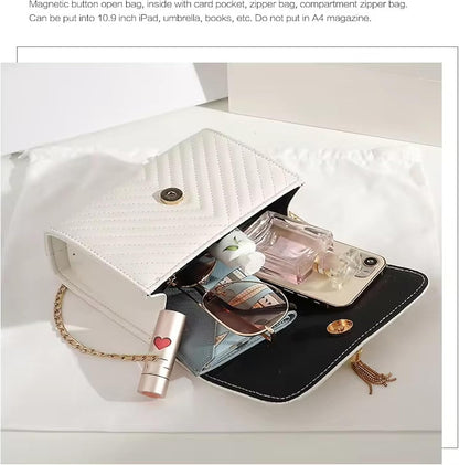 Purilite Select | Leather Clutch Crossbody Purse | V-Shape Evening Bag for Women | Chain Strap PU Leather Shoulder Bag