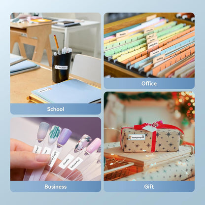 NIIMBOT D110 Mini Label Maker Machine with Tape(Pre-Cut Size 12x40mm), Portable Bluetooth Sticker Printer, Inkless Automatic Feeding One-Touch Custom Printing, Compatible with Phone Only