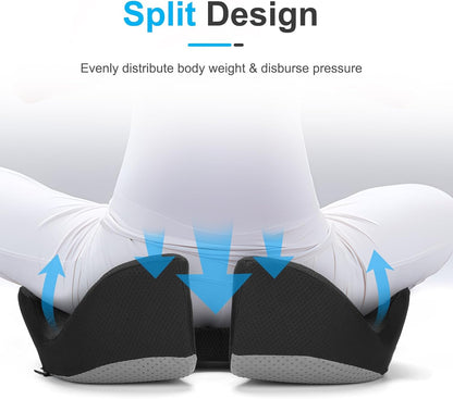 Memory Foam Seat Cushion for Chair, Ergonomic Coccyx Support Cushion for Long-Term Sitting, Breathable Pressure Relief Seat Pad for Office, Home, Travel - PuriLite