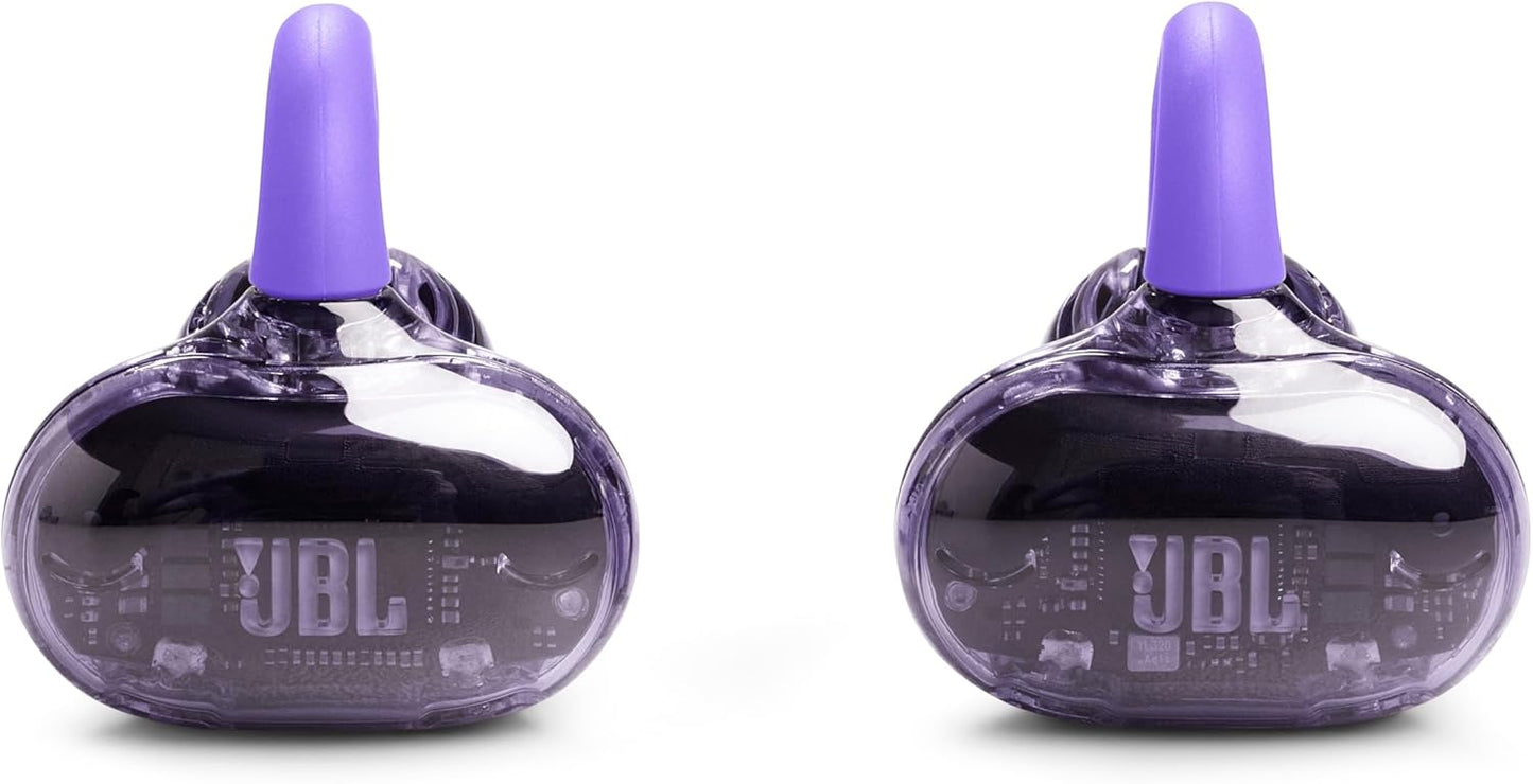 JBL Soundgear Clips - True Wireless Open-Ear Headphones, Dynamic Sound with Bass Boost, All-Day Comfort, 4-mic Crisp, Clear Calls 2.0 with AI-Trained Algorithm, IP54 Water and Dust Resistant (Purple)