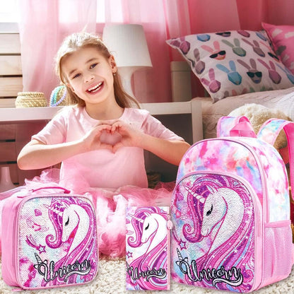 3pcs Backpack for Boys and Girls, 16” Kids Kindergarten Bookbag with Lunch Box, Cute Elementary Backpacks for Boy Girl