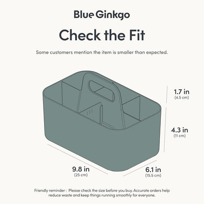 Stackable Plastic Organizer Caddy with Handle, Portable Desk and Bathroom Storage Bin with Adjustable Compartments, Space-Saving Tote Organizer - PuriLite