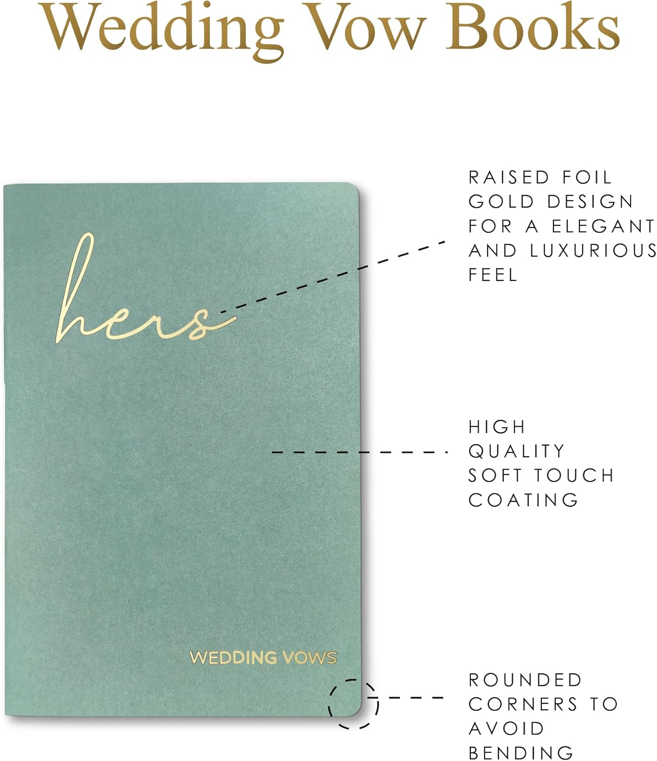 GroomBrideGifts Wedding Vow Book for His and Hers, Soft Touch, Perfectly Sized Bride and Groom Vow Books, Wedding Essentials, Wedding Registry Ideas, His and Hers Gifts