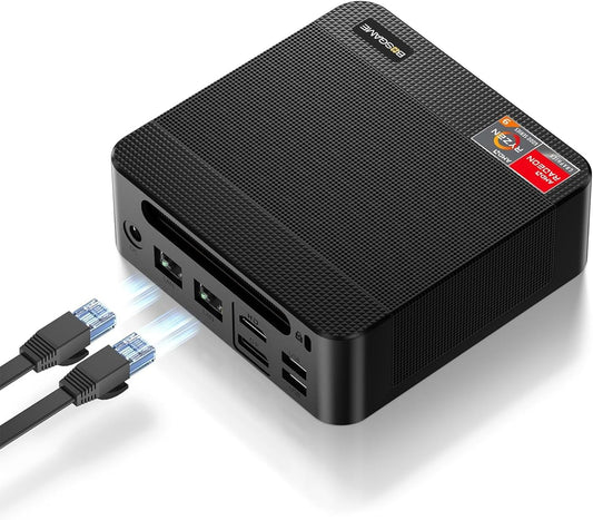 BOSGAME Mini PC AMD Ryzen 7 5825U, 16GB DDR4 RAM 512GB PCIe SSD, Mini Desktop Computer Support Dual LAN 2.5GbE, Triple 4K Display, WiFi 6E, BT 5.2 for Office